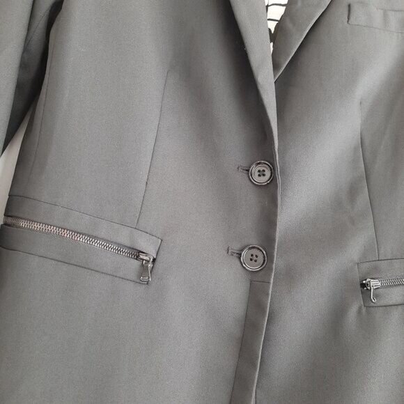 ROBERT RODRIGUEZ / Blazer Jacket Black Button Down Silk Floral Lining Sz 6 - Picture 7 of 16